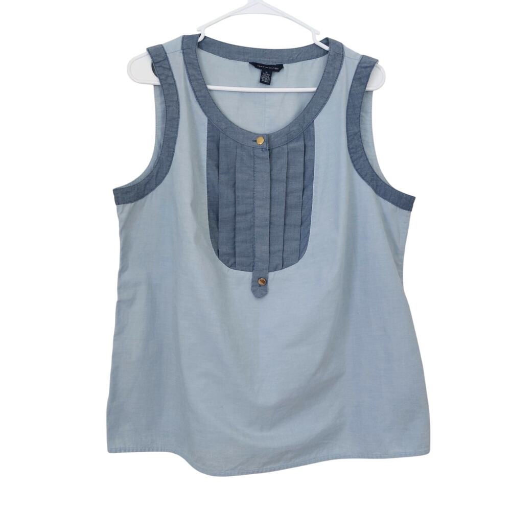 Tommy Hilfiger Tank Top Womens XL Blue and Chambray 100% Cotton Summer Classic